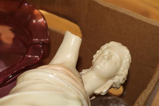 A Royal Worcester porcelain oil lamp (a.f.)